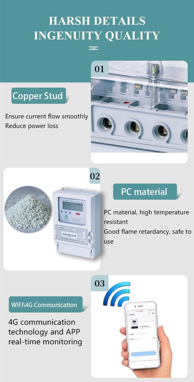220V 380V LCD Three Phase Prepaid Energy Impact Meters Prepaid Wall Mounted