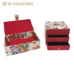 Glossy Lamination Cardboard Drawer Box with Magnet Flip Printing Flower For