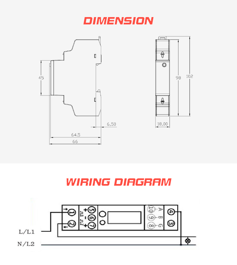 18*104.5*60 DC Connected Smart Electric Modbus Energy Meter EM115-Mod-PO 230V 5 45 A