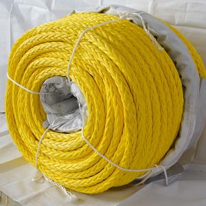 Quality Yellow Color 12 Strand UHMWPE Braided Rope With Spliced Eye 26mmx250m wholesale