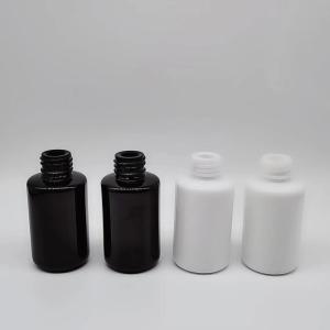 Quality 30ml Black and white essential oil empty cosmetic glass bottles with Bamboo dropper wholesale