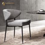 H76cm French Style Chair Metal Frame Fabric Upholstered Dining Chairs With Arms