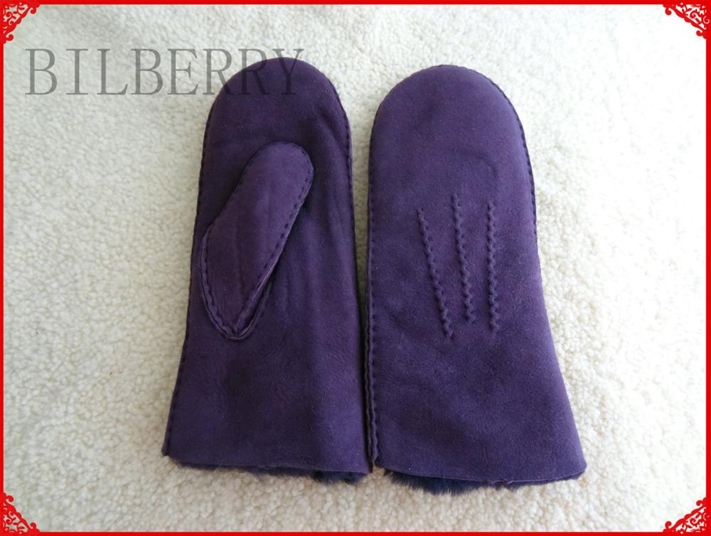 Lady Sheepskin Shearling Leather Mitten Gloves For Winter Fashion Designs