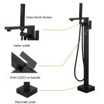 Floor Freestanding Tub Faucet Brass Black Single Hole Faucet 4inch