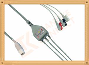 Quality Mennen ECG Patient Cable 10 Pin 3 Leads Grabber AHA Gray Color wholesale