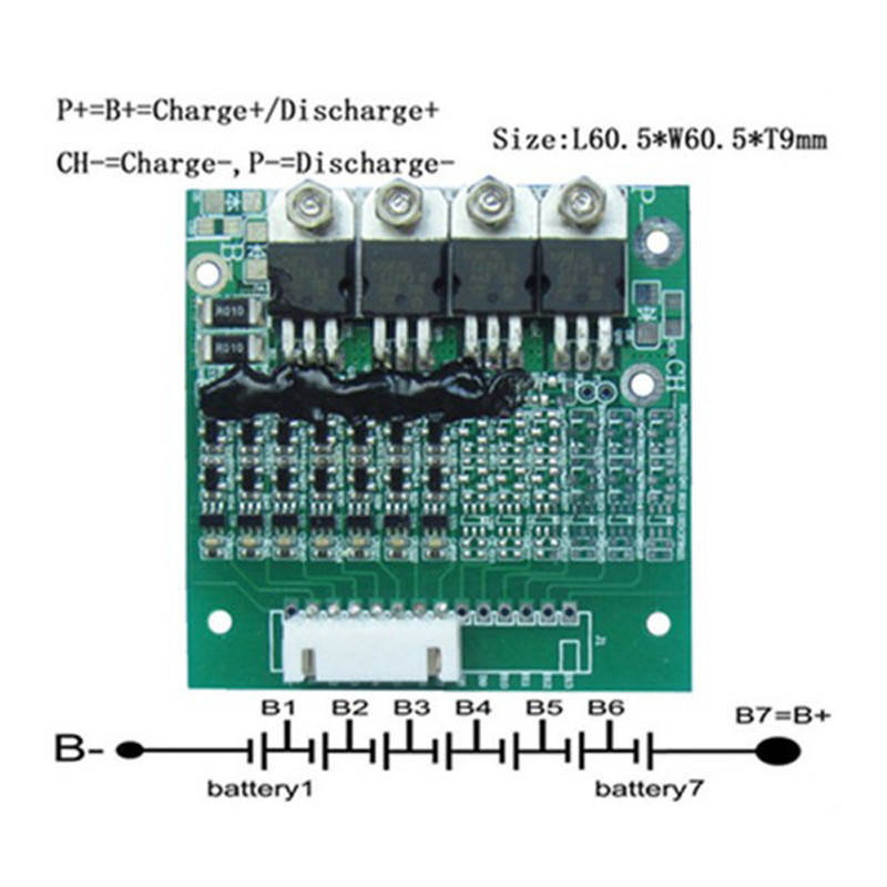 1.0mm BMS With Active Balancing 7S 15A for Lithium Battery Packs