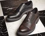Woven Formal Mens Leather Dress Shoes Elegant Goodyear Welted Shoes With Two Cap
