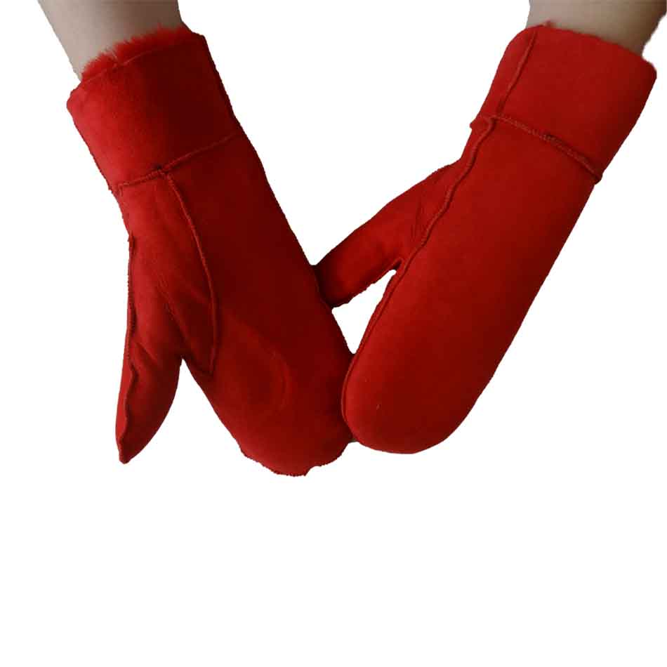 Customized Pig Leather Gloves , Anti Cold Leather Mittens With Wool Liners