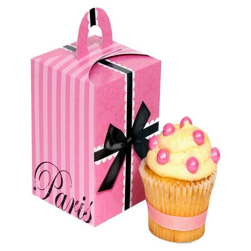 Custom cupcake box Factory hot selling cupcake color paper box Cardboard cupcake box with bow tie