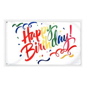 Quality OEM Polyester 3x5 Happy Birthday Flag For Indoor Outdoor Party wholesale