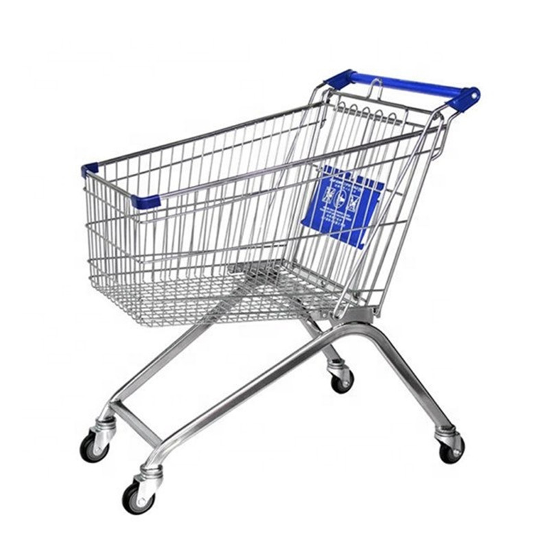 4 Wheel Q235 Steel Folding Push Shopping Trolley For Supermarket Grocery