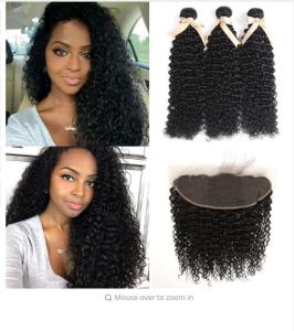Quality Jerry Curly 100% Indian Virgin Human Hair Extensions 13 X 6 Lace Frontal wholesale