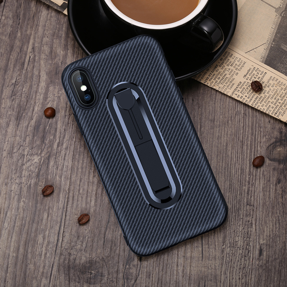 Color Red Carbon Fiber Invisible Kickstand TPU Case Back Cover For IphoneXS IphoneXR IphoneXS MAX Iphone8 Iphone7 Plus