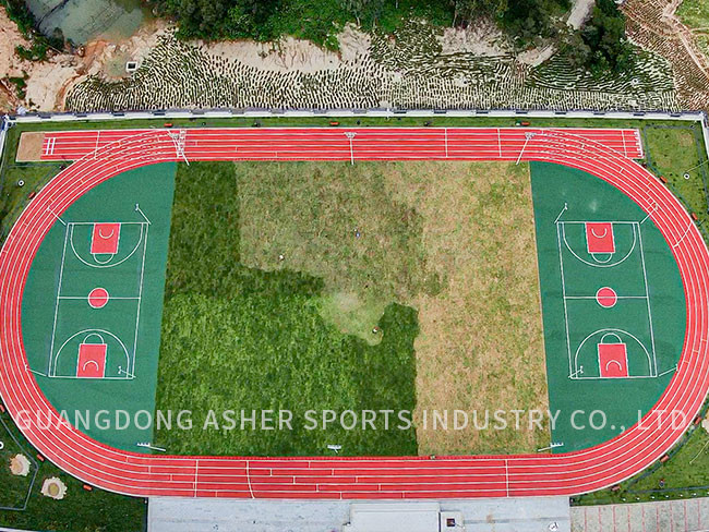 Elastic Rubber Running Track Surface , Integrated Polyurethane Track Surface