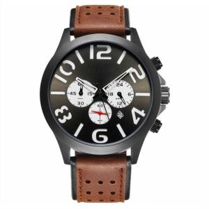 Quality Pin Buckle Triple Date Calendar Watch Leather Belt Mens Chronograph Watches wholesale