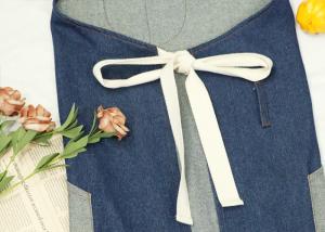 Quality Men Women Chef Works Aprons Waterproof Cotton Webbing Strap Denim Splicing Pocket wholesale