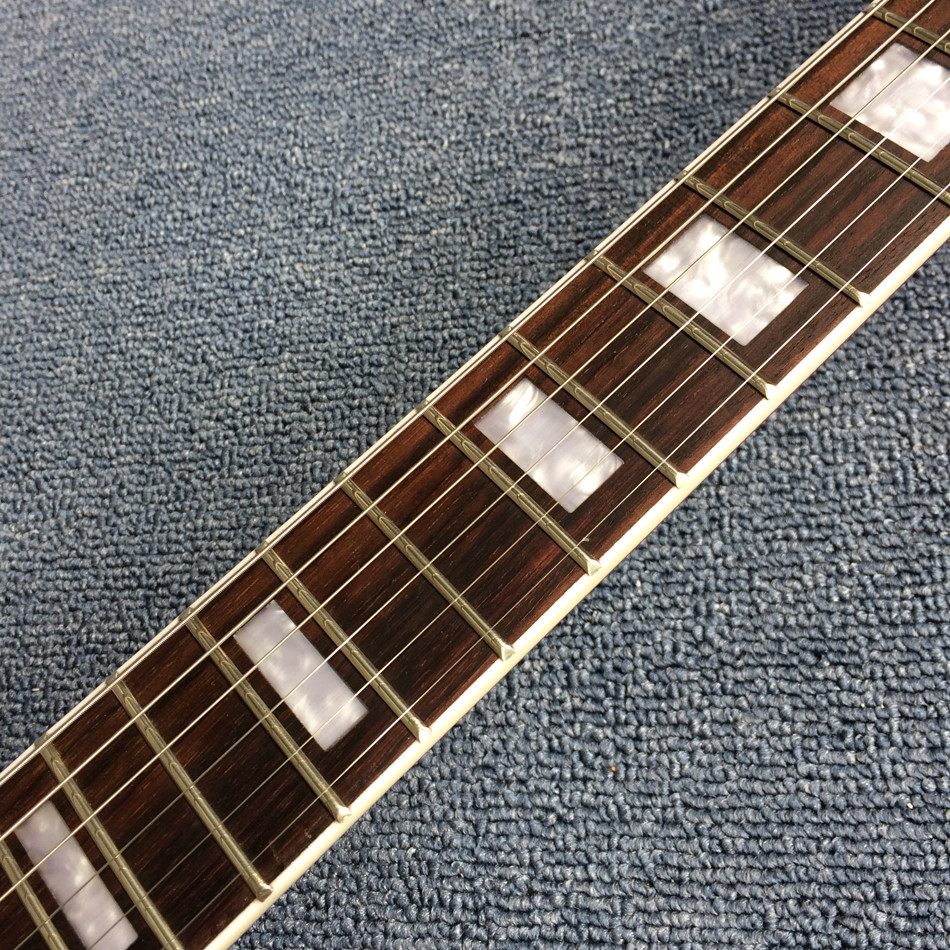 Double F holes jazz electric guitar,Rosewood Fingerboard,burst color Quilte Maple with Red back