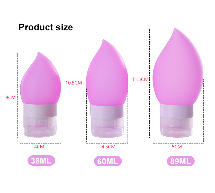 60ml Leak Proof Squeezable Silicone Travel Shampoo Bottles