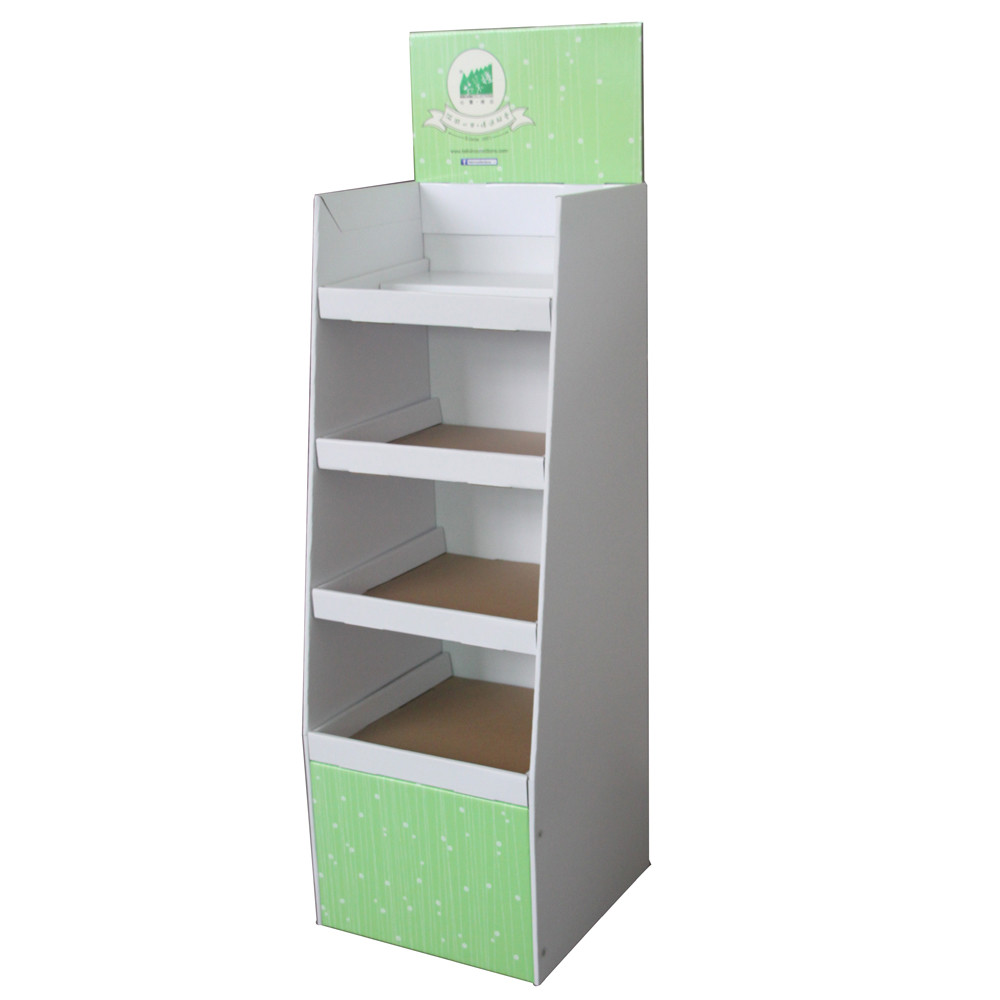 Floor Standing Tiered Cardboard Display Light Green Color Flat Packing