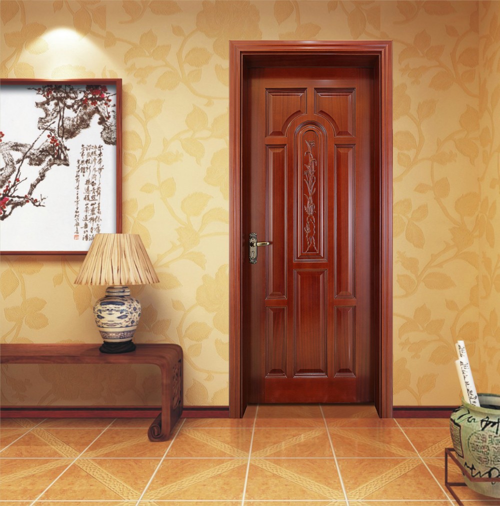 Bedroom Laminate Wood Door 2.1m Enviromental Friendly Oak Wooden Doors