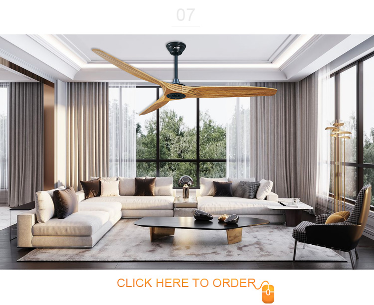 Modern Style Metal Ceiling Fan with Three Wooden Blades Lower Noise and Affordable