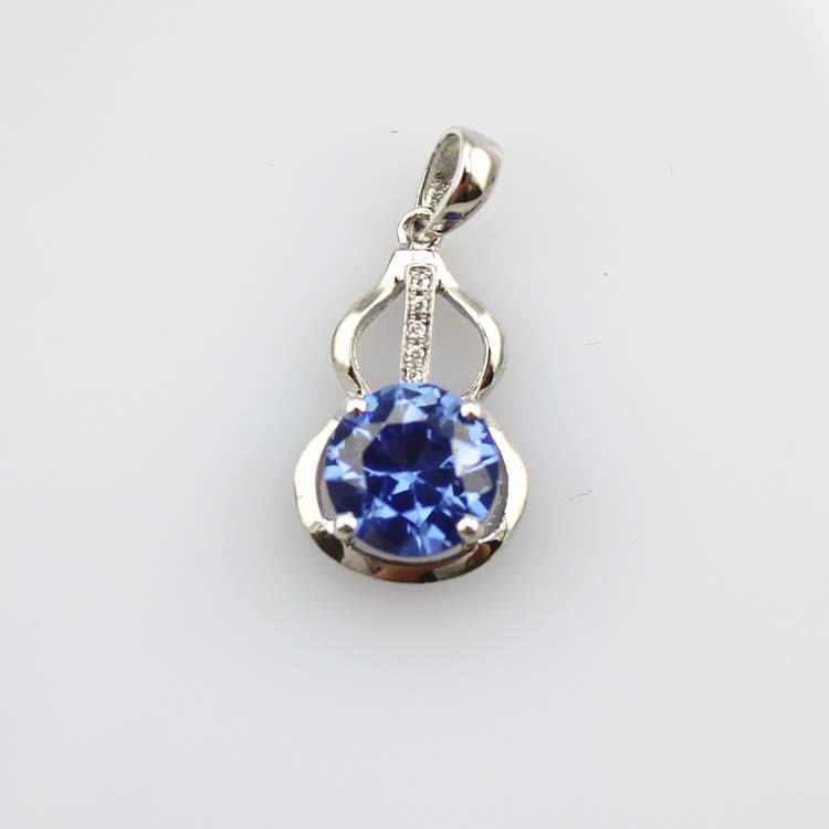 Fashion Silver Jewelry 7mm Blue Cubic Zircon Stones Pendant(PSJ0415)