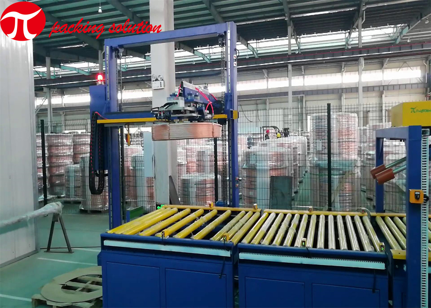 OD700mm Metal Coil Packaging Line Automatic Wrapping Packing Machine