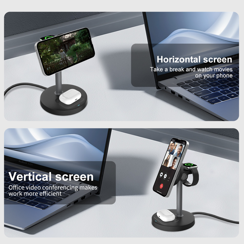 5V/3A 3 in 1 Multi-functional Wireless Charger CE/FCC/RoHS/UKCA Certified