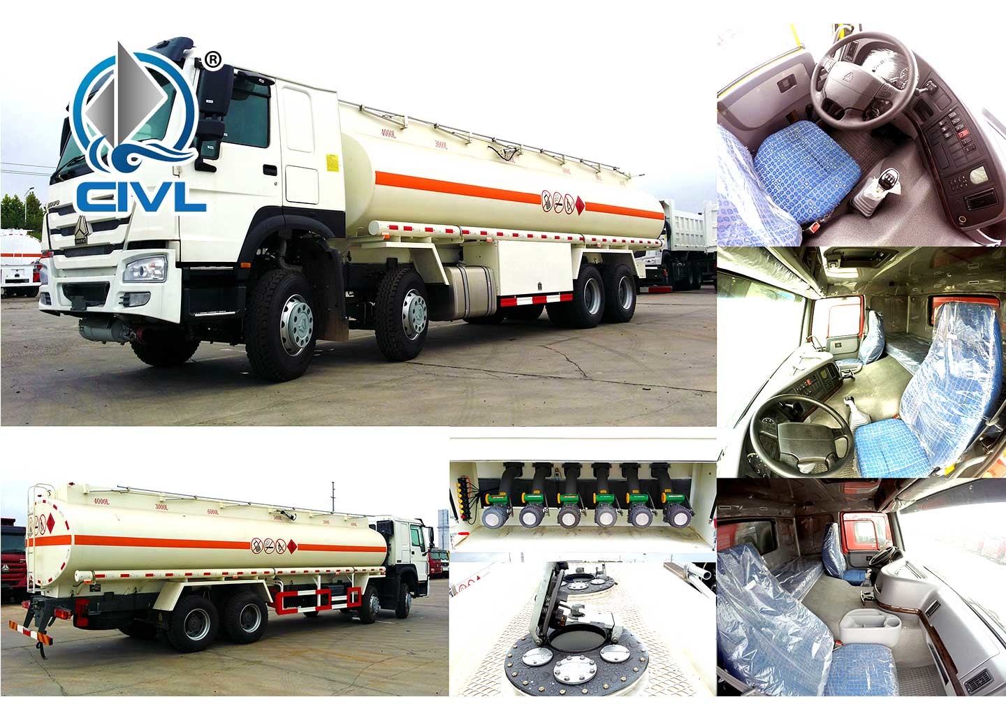 15000L , 18000L , 20000L EURO II Oil Tanker Truck / Sinotruk Military Howo Tanker Truck