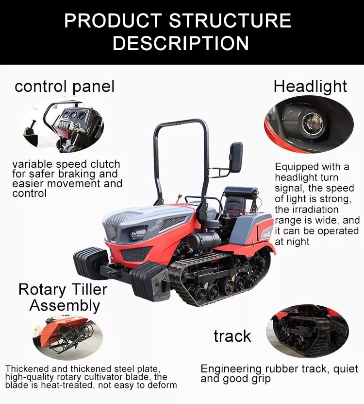 4WD Agricultural Crawler Tractor 25 Hp Mini Tractor With Farming Implements