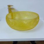 17.7 Inch Yellow Bathroom Sink Bowl Style 180mm 12mm Round Crystal