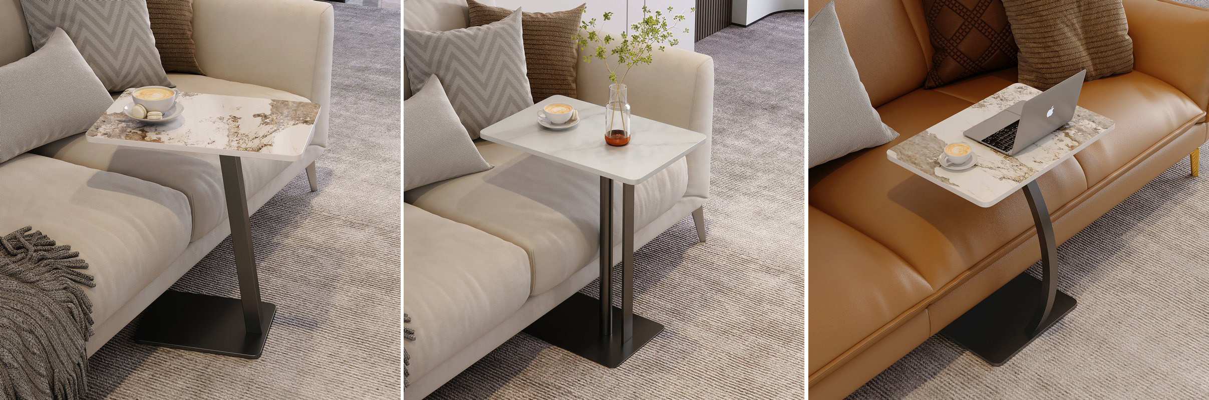 Stainless Steel Sofa Side Table Under Couch For Living Room