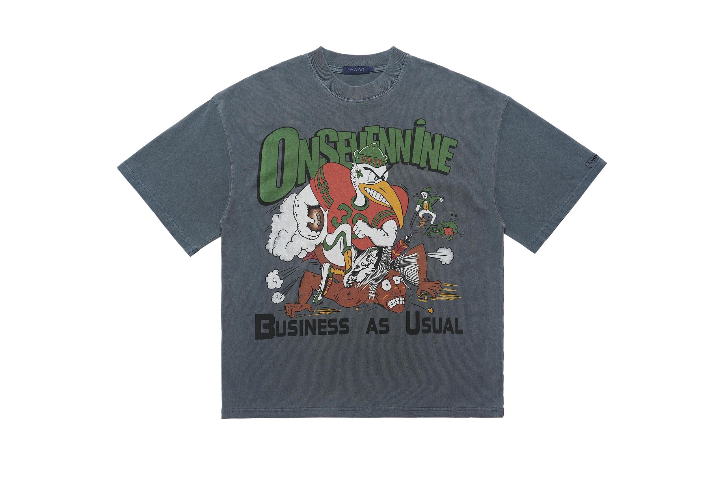Letter Pattern 100% Cotton Oversized Acid Washed Print Shirts Heavyweight T-Shirt