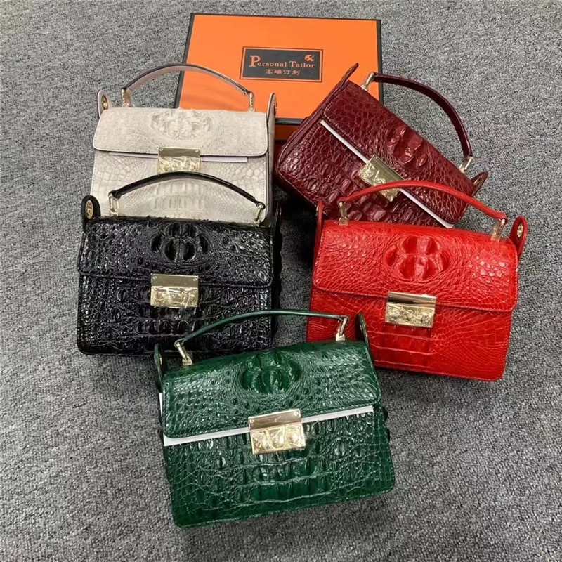 Fashion Lady Purse Genuine Exotic Crocodile Leather Women Flap Bag Authentic Real Alligator Skin Female Small Handbag