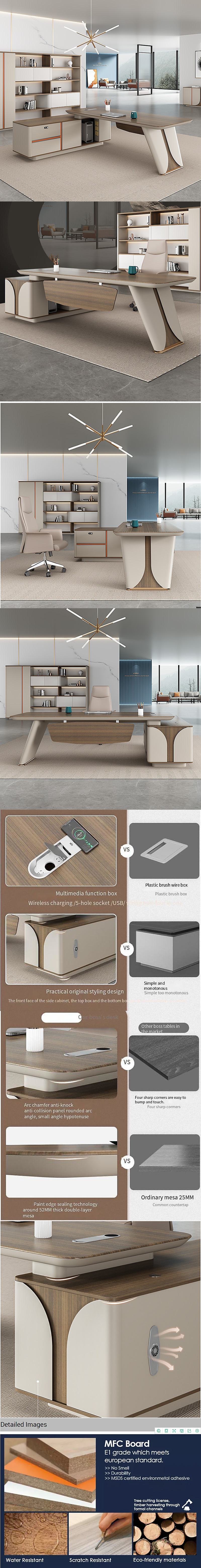 50mm Table Top L Shape Office Desk Customized Size Furniture for Modern Office