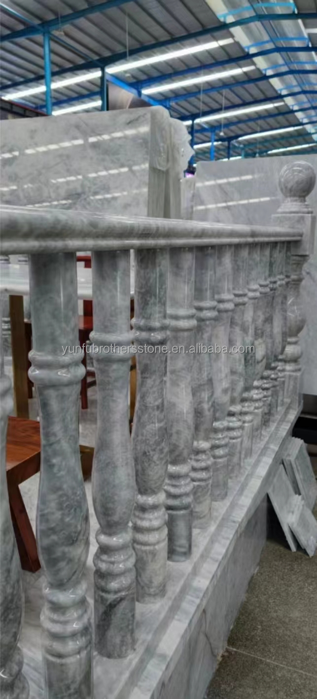 Step Mounted Flooring Onyx Marble and White Marble Balustrade Railing Handrail for Stair