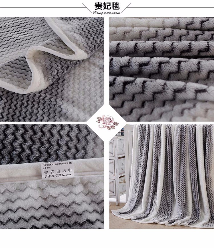 Plain Style Cozy Soft Flannel Bed Blanket Jacquard Anti - Pilling Multi Color Available