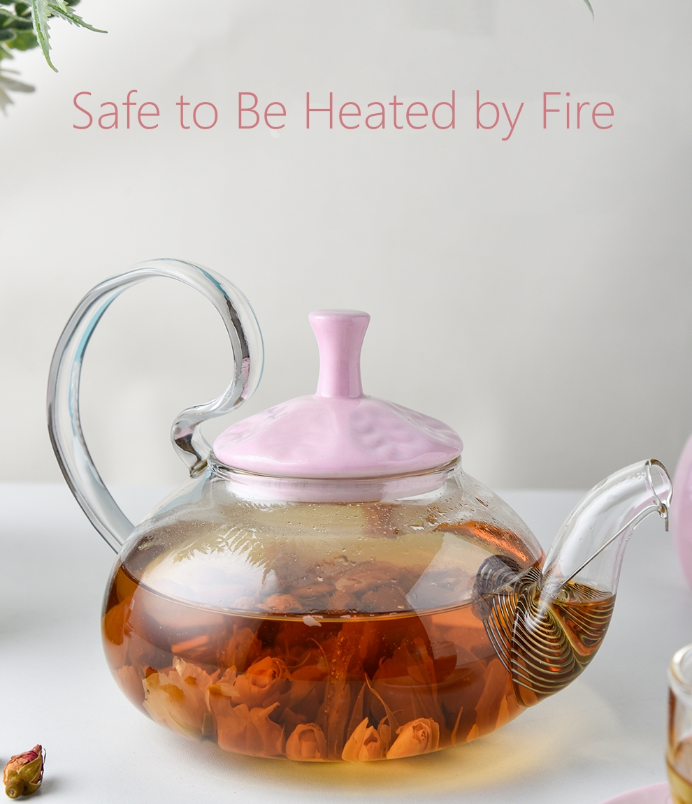 Contemporary Design Glass Teapot British Tea Set Heater and Gift Box Included