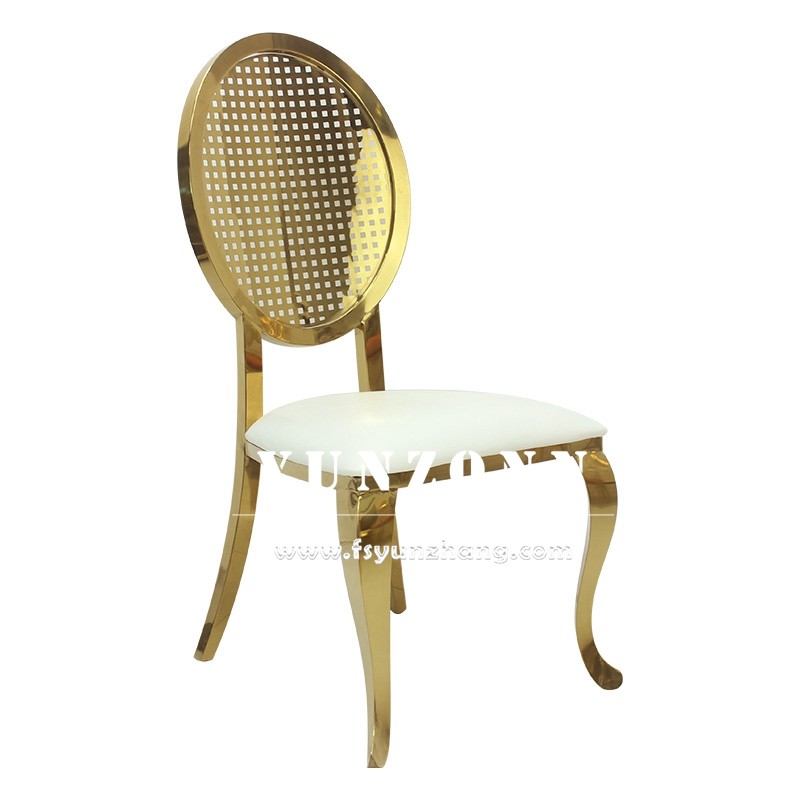 Stacking Design Luxury Gold Stainless Steel Dining Chair for Wedding Events Party Hall Rental