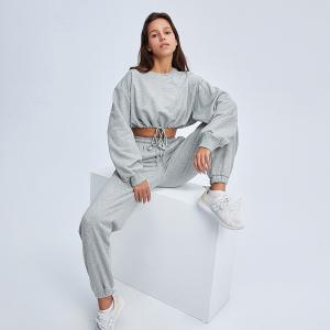 Quality women winter running crop top and jogger pants wholesale