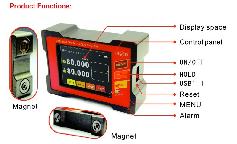 RION 577mm High Accuracy Digital Inclinometer Lithium Battery Angle Indicator