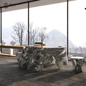 Quality Abstract Modern 1.2m Luxury Furniture Art Stainless Steel Taihu Stone Table wholesale
