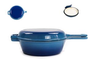 Quality 2 In 1 Cast Iron Skillet Pan Enamel Coated 3.2 Quart Cast Iron Skillet Casserole wholesale