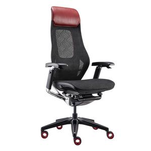 Quality Ergonomic Swivel Gaming Chair Red Leather Headrest Black PA Frame wholesale
