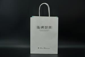 Quality Durable Tea Packaging Paper Bags Lightweight White Gift Bags With Handles wholesale