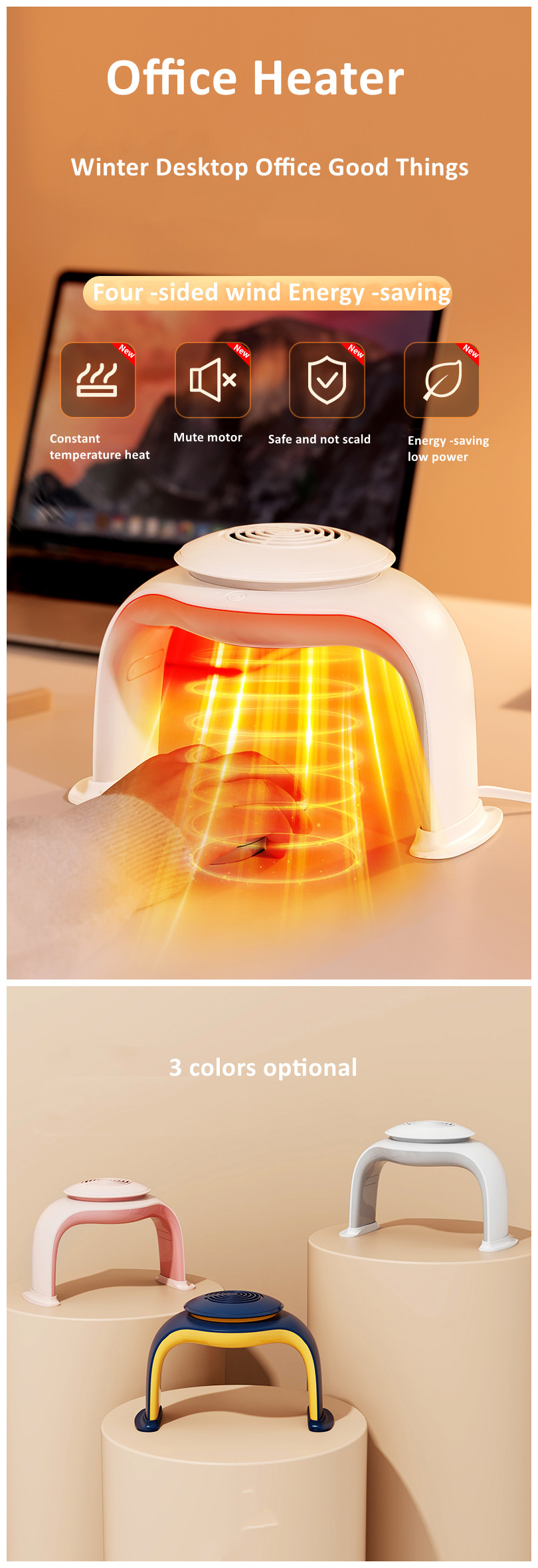 Home Heater Fan Winter Mini Warm Air Desktop Table Platform Portable Office Electric Heaters PTC Fast He