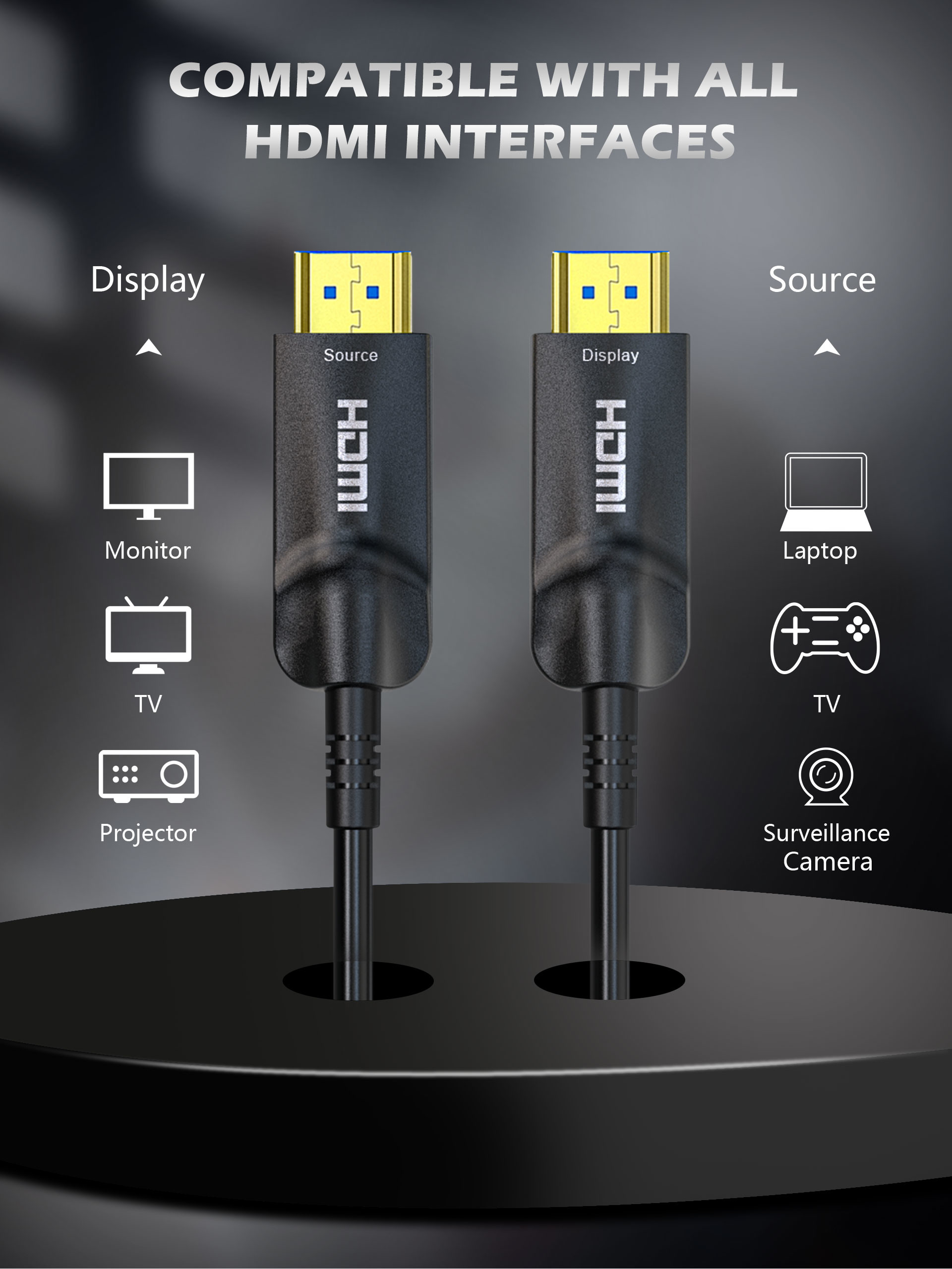 Black 4K 60Hz HDR 50 Ft Hdmi Cord Dolby Vision HDCP2.2 ARC 3D
