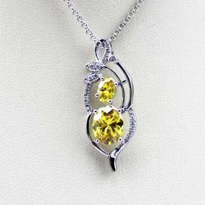 Quality Sterling Silver Yellow Citrine Cubic Zircon Pendant Necklace (PSJ0383) wholesale