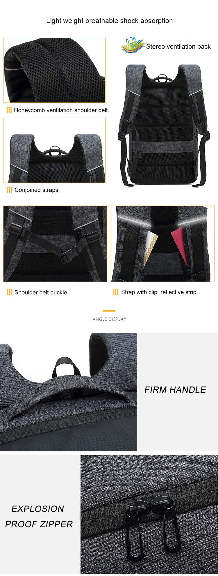 20 Litre Antitheft Laptop Backpack With Shoe Compartment 45cm*28cm*16cm