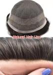 Mens Toupee French Lace Front Hairpiece Poly Skin PU Hair System Replacement OCT